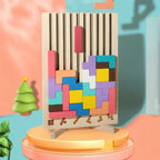Kids Wooden Puzzle Natural Wood & Challenge Cards