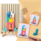 Kids Wooden Puzzle Natural Wood & Challenge Cards