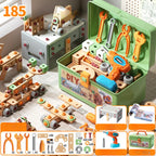 Kids Wooden Tool Set Natural Wood & Battery-Powered Screwdriver