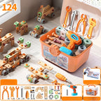 Kids Wooden Tool Set Natural Wood & Battery-Powered Screwdriver