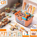 Kids Wooden Tool Set Natural Wood & Battery-Powered Screwdriver