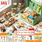 Kids Wooden Tool Set Natural Wood & Battery-Powered Screwdriver