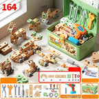 Kids Wooden Tool Set Natural Wood & Battery-Powered Screwdriver
