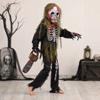 Kids Zombie Costume Jumpsuit Skull Mask & Gloves