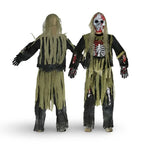 Kids Zombie Costume Jumpsuit Skull Mask & Gloves