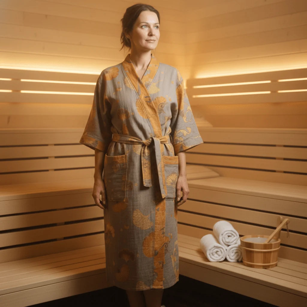 Kimono Bathrobe Reversible Organic Cotton Gauze