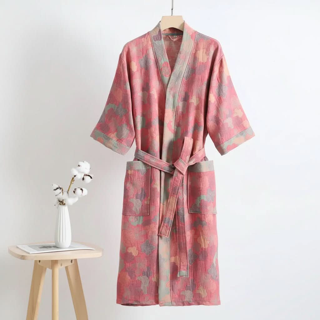 Kimono Bathrobe Reversible Organic Cotton Gauze