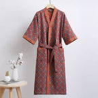 Kimono Bathrobe Reversible Organic Cotton Gauze