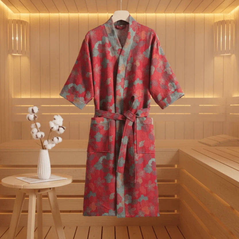 Kimono Bathrobe Reversible Organic Cotton Gauze
