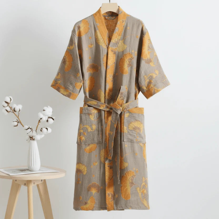 Kimono Bathrobe Reversible Organic Cotton Gauze