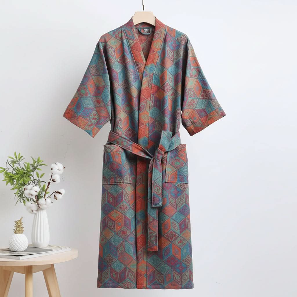 Kimono Bathrobe Reversible Organic Cotton Gauze