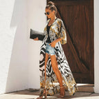 Kimono Cover-Up Lightweight Chiffon Leopard Print One Size