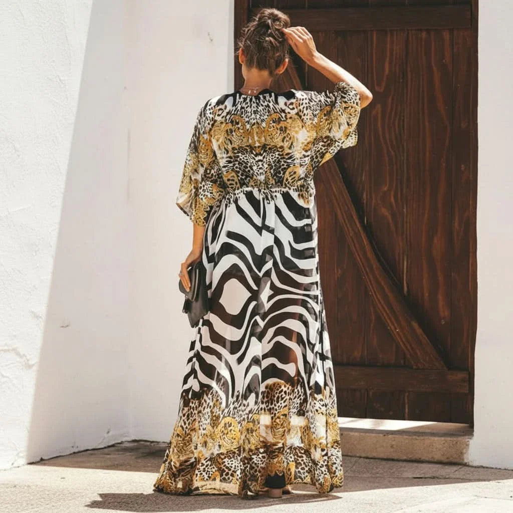 Kimono Cover-Up Lightweight Chiffon Leopard Print One Size
