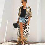Kimono Cover-Up Lightweight Chiffon Leopard Print One Size