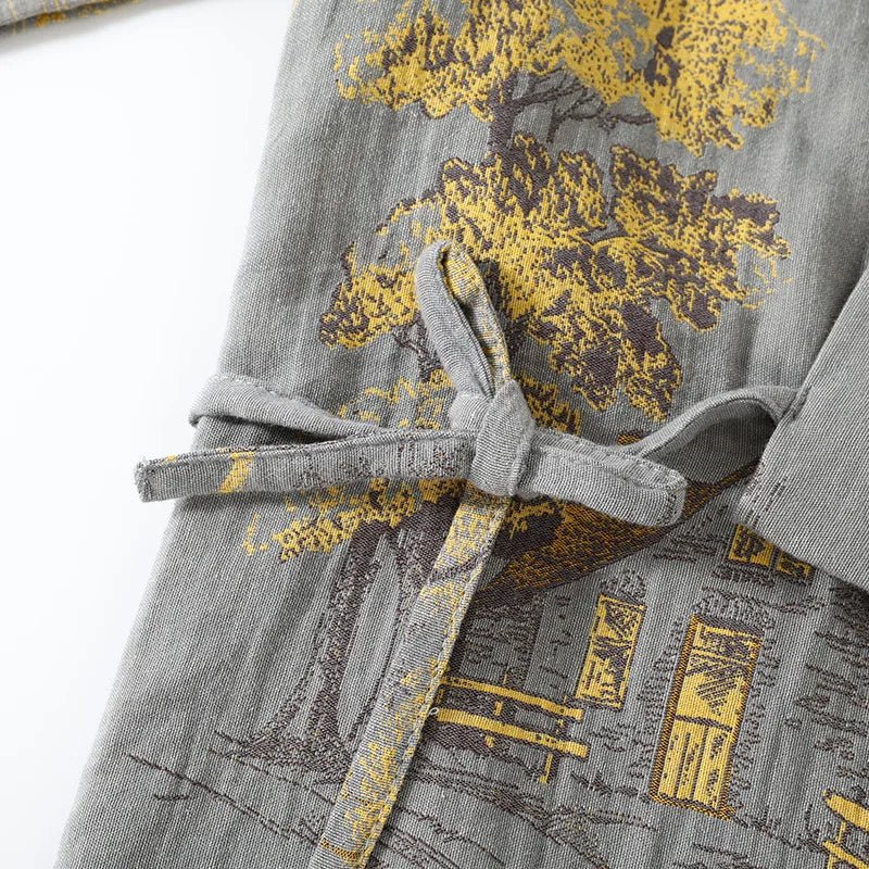 Kimono Pajama Set Lightweight Cotton Watercolor Print