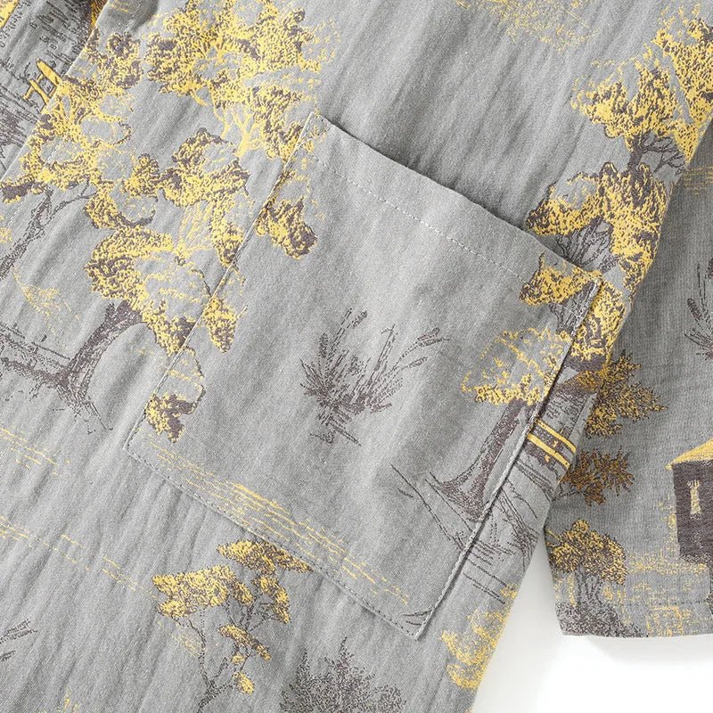 Kimono Pajama Set Lightweight Cotton Watercolor Print