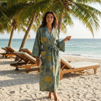 Kimono Robe Vibrant Floral 100% Cotton Pockets