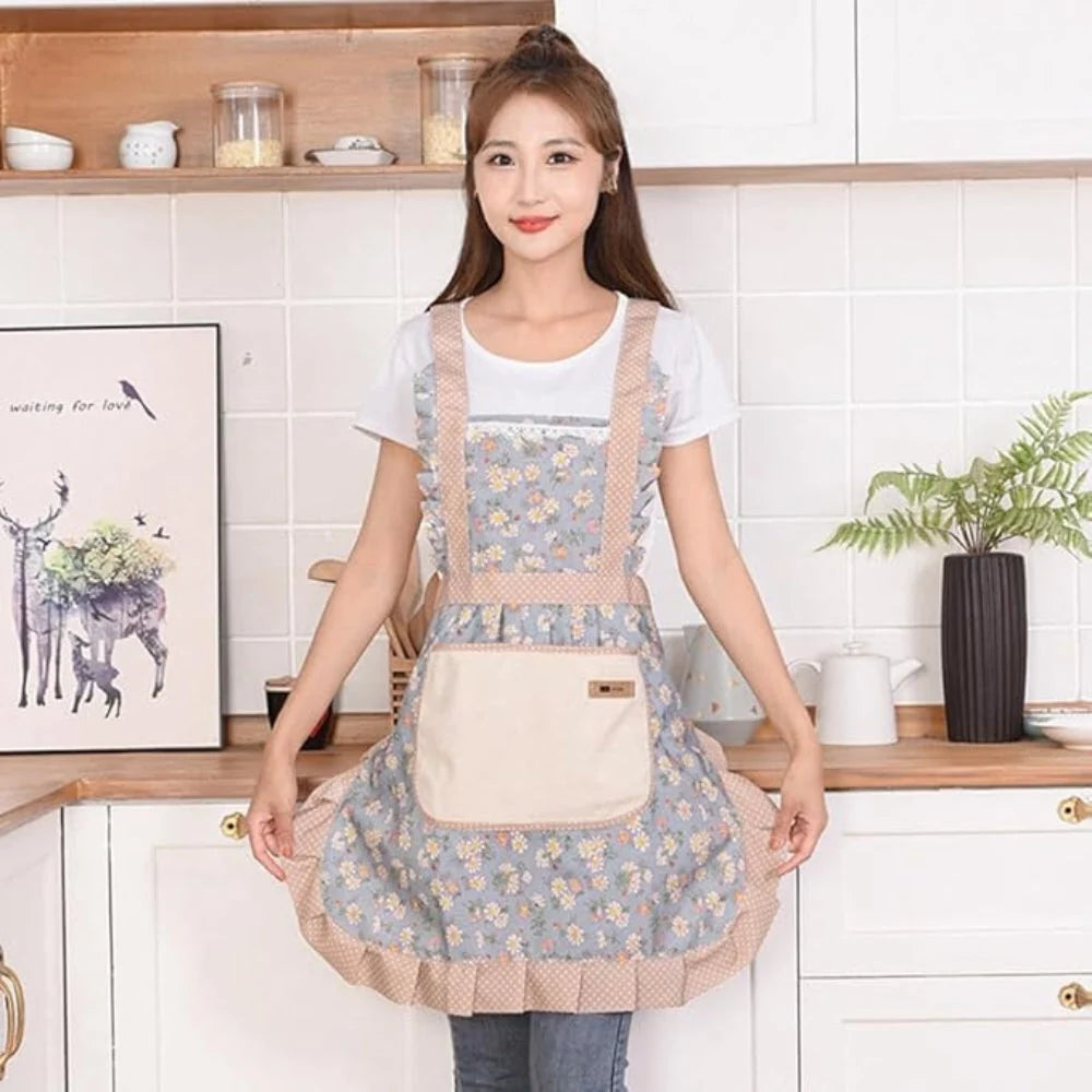 Kitchen Apron Cotton Water & Oil-Resistant Pockets