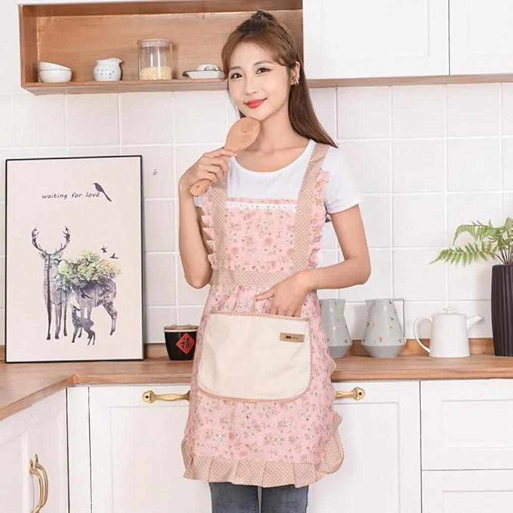 Kitchen Apron Cotton Water & Oil-Resistant Pockets