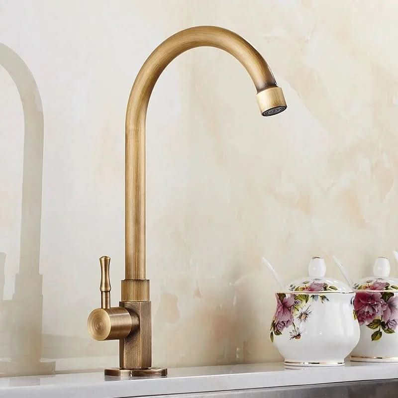 Kitchen & Bathroom Faucet Swan Neck Antique Brass