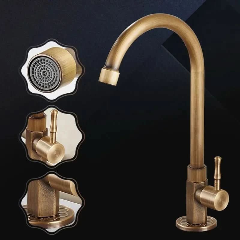 Kitchen & Bathroom Faucet Swan Neck Antique Brass
