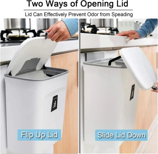 Kitchen Compost Bin Over-Door Mount Sealed Lid 2.4 Gallon