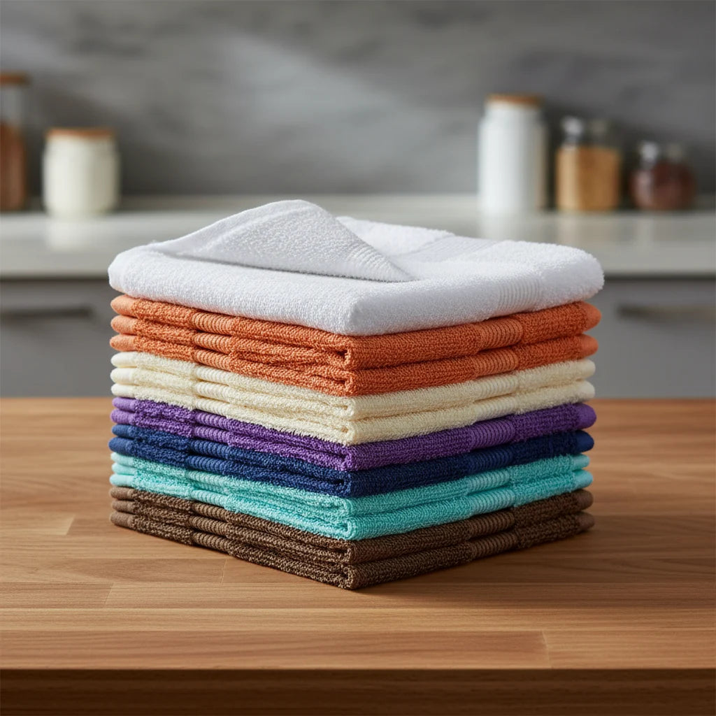 Kitchen Dish Towels 100% Cotton Absorbent Reinforced Edges
