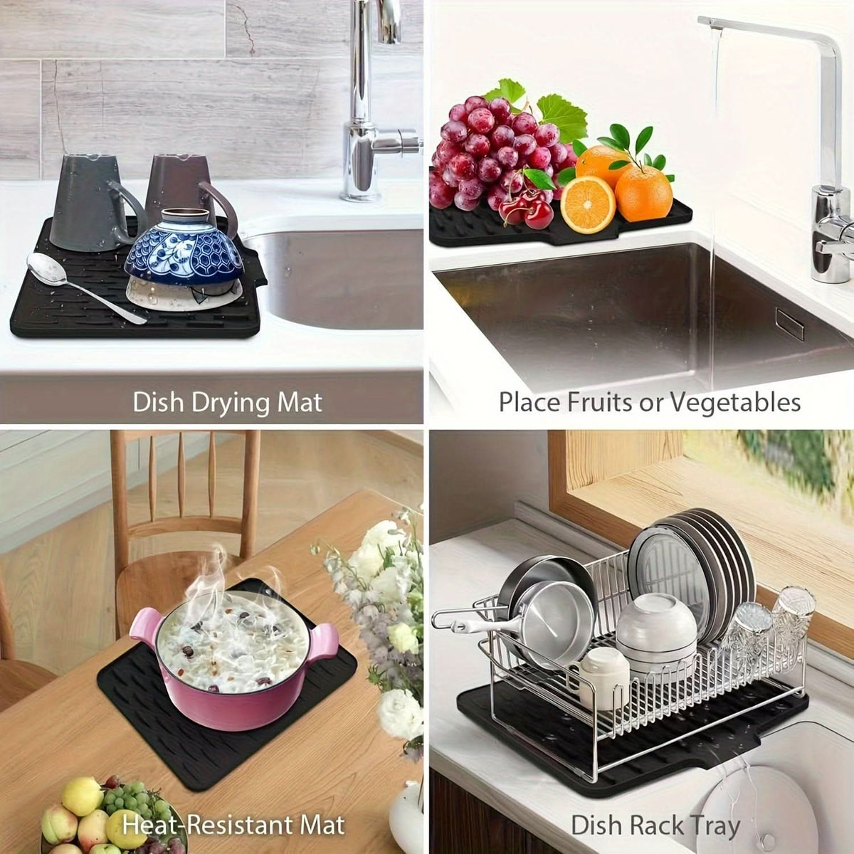 Kitchen Drain Drying Mat Integrated Drainage Non-Slip & Quick-Drying