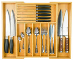 Kitchen Drawer Organizer Bamboo Adjustable Compartments
