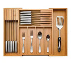 Kitchen Drawer Organizer Bamboo Adjustable Compartments