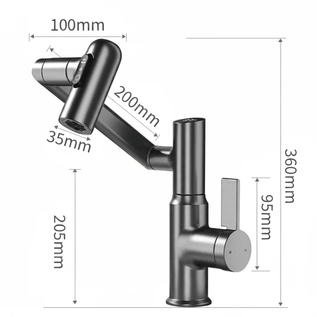 Kitchen Faucet 360° Swivel Adjustable Height Digital Display