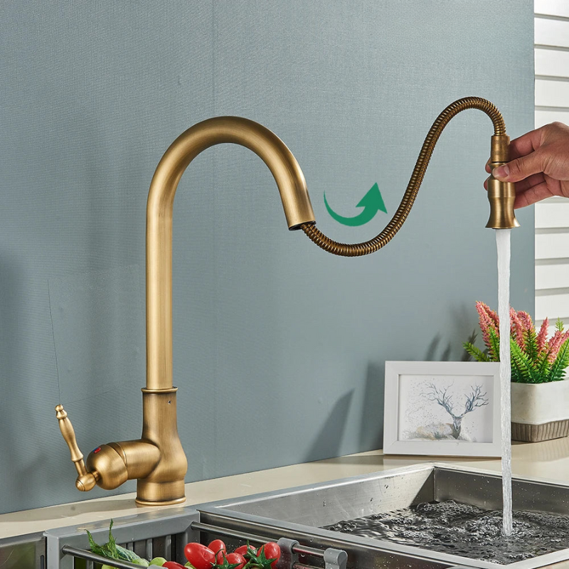 Kitchen Faucet Antique Brass Mixer Tap Swivel Spout