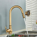Kitchen Faucet Antique Brass Mixer Tap Swivel Spout
