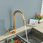 Kitchen Faucet Antique Brass Mixer Tap Swivel Spout