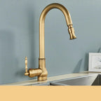 Kitchen Faucet Antique Brass Mixer Tap Swivel Spout