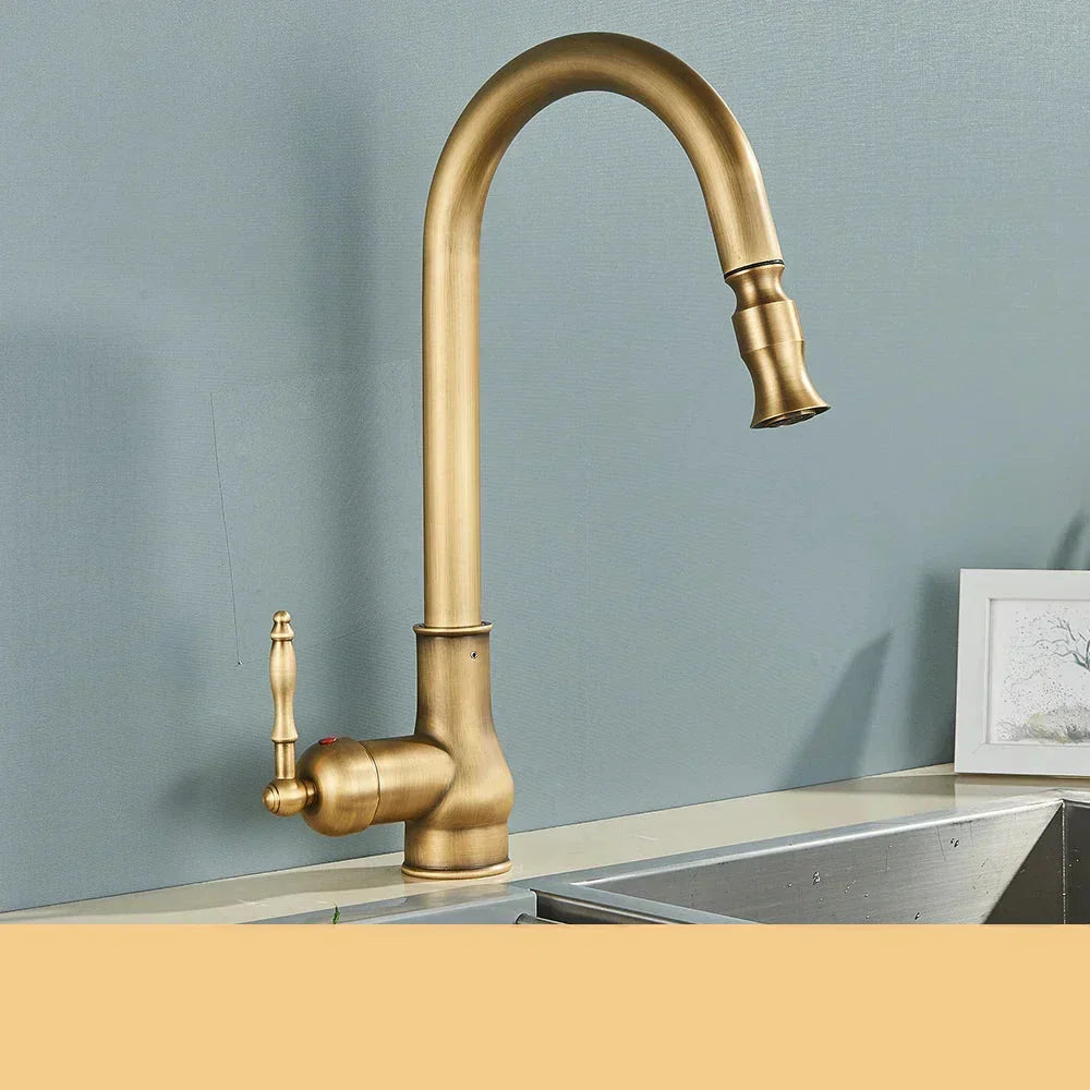 Kitchen Faucet Antique Brass Mixer Tap Swivel Spout