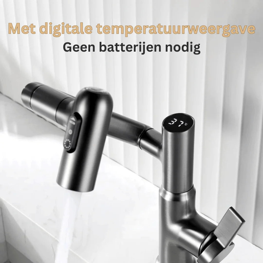 Kitchen Faucet Digital Temperature Display 360 Degree Rotatable