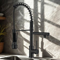 Kitchen Faucet Double Spout Brass Black-Gold