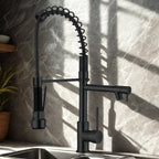 Kitchen Faucet Double Spout Brass Black-Gold