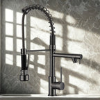 Kitchen Faucet Double Spout Brass Black-Gold