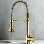 Kitchen Faucet Double Spout Brass Black-Gold
