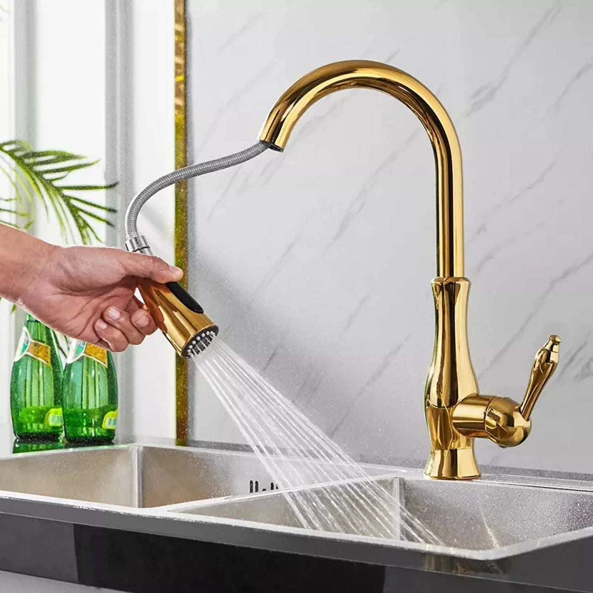 Kitchen Faucet Pull-Out Spray Head 360° Swivel Stainless Steel