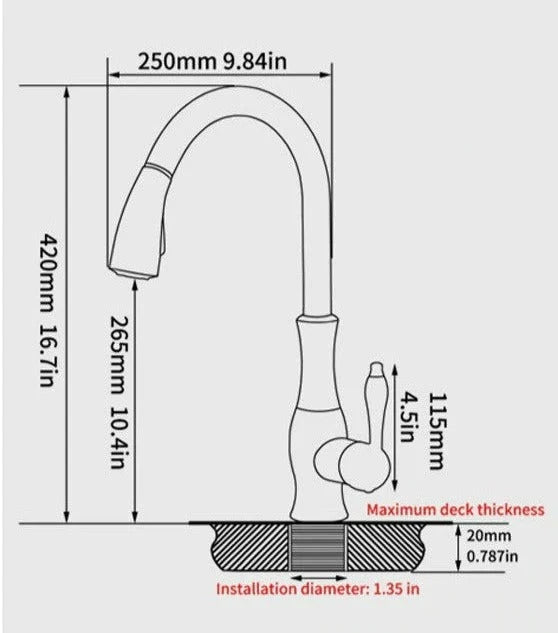 Kitchen Faucet Pull-Out Spray Head 360° Swivel Stainless Steel