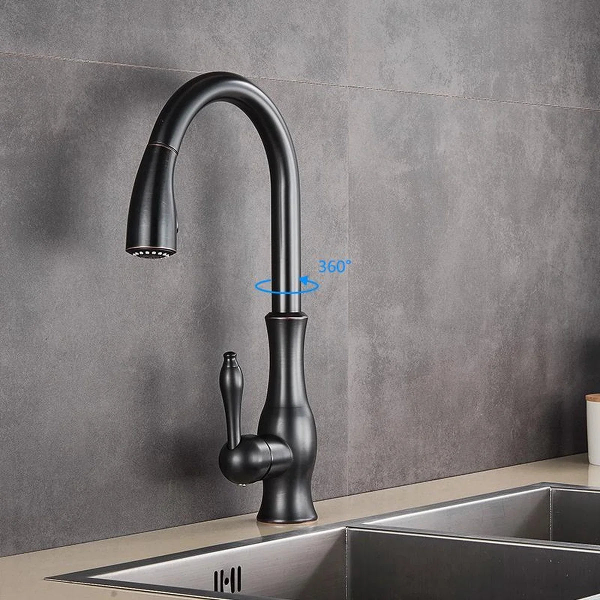 Kitchen Faucet Pull-Out Spray Head 360° Swivel Stainless Steel