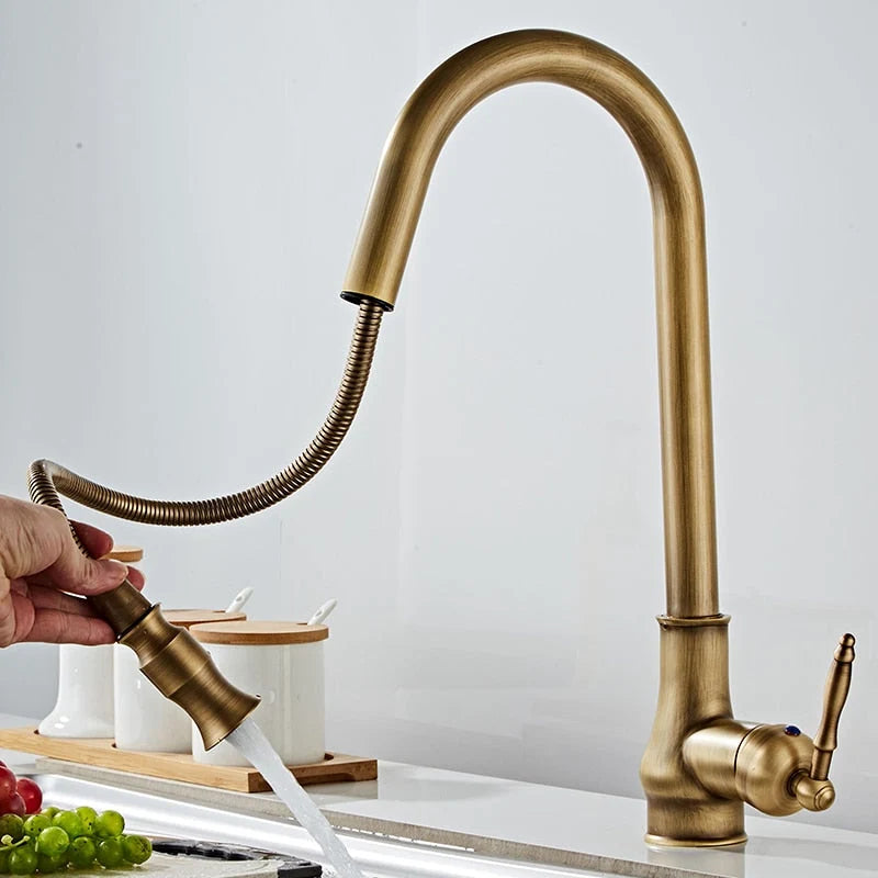 Kitchen Faucet Pull-Out Sprayer 360° Swivel Ceramic Disc Valve