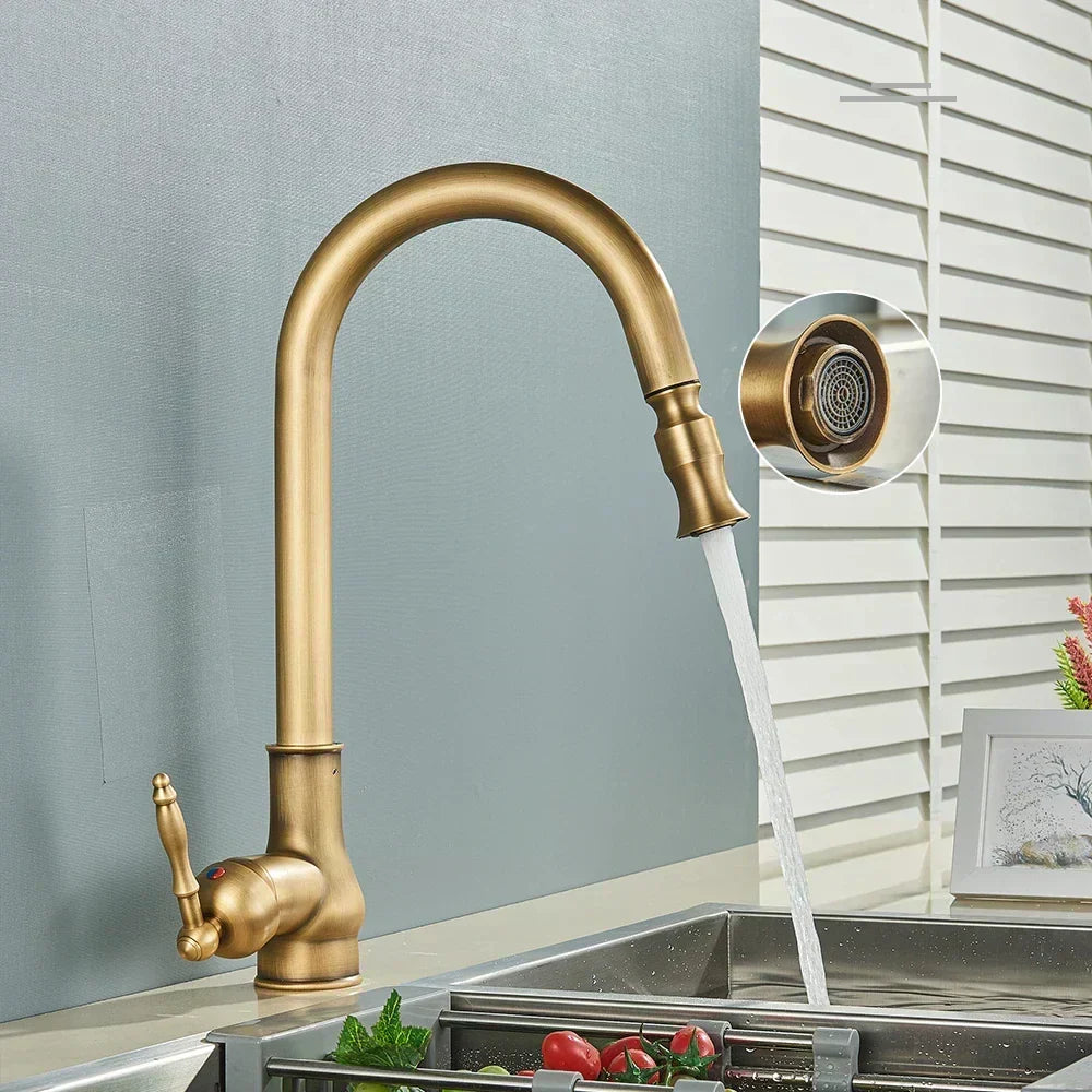 Kitchen Faucet Pull-Out Sprayer 360° Swivel Ceramic Disc Valve