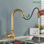 Kitchen Faucet Pull-Out Sprayer 360° Swivel Ceramic Disc Valve