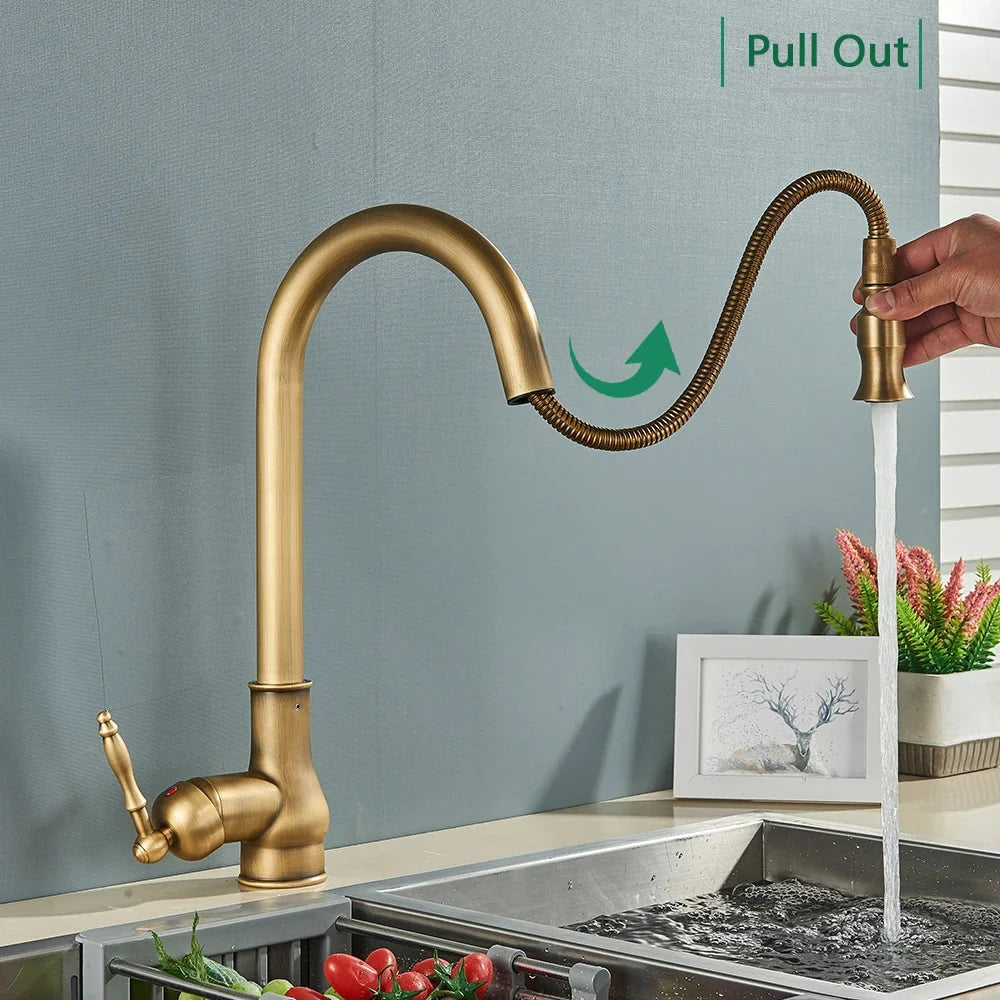 Kitchen Faucet Pull-Out Sprayer 360° Swivel Ceramic Disc Valve