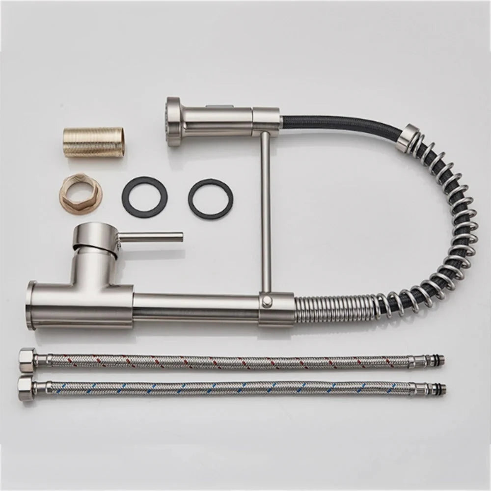 Kitchen Faucet Solid Brass Pull-Out 360° Swivel