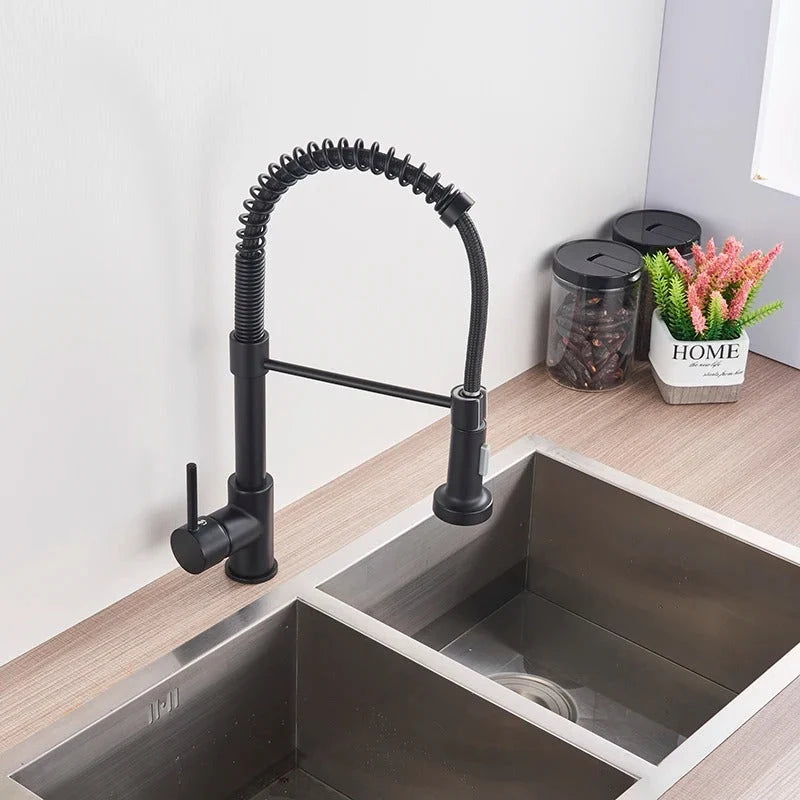 Kitchen Faucet Solid Brass Pull-Out 360° Swivel